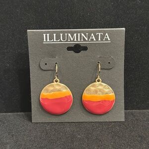 Illuminata Round Drop Earrings Hammered Gold Tone
